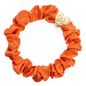 By Eloise London Gold Heart Silk Scrunchie